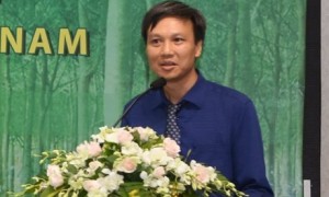Tiến sĩ Trần Lâm Đồng - Viện trưởng Viện Nghiên cứu Lâm sinh phát biểu tại Lễ công bố chương trình phát triển bền vững của VRG. Ảnh: Vũ Phong