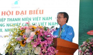 Anh Nguyễn Quang Thông - Phó Chủ tịch Hội LHTN VN, Tổng Biên tập Báo Thanh niên phát biểu tại Đại hội Hội LHTN VN VRG nhiệm kỳ 2019 – 2024.