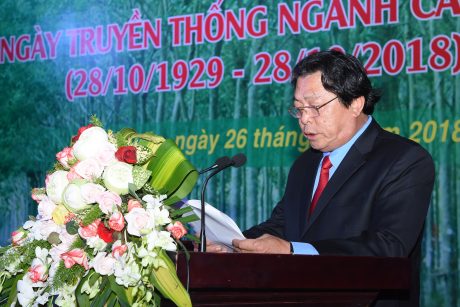 Ông Phan Mạnh Hùng - Chủ tịch Công đoàn Cao su VN ôn lại truyền thống ngành cao su tại lễ kỷ niệm 89 năm truyền thống ngành